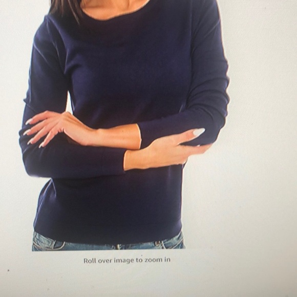 Knittons women’s sweater crewneck, size large, 100% merino wool, color navy blue - Picture 3 of 3